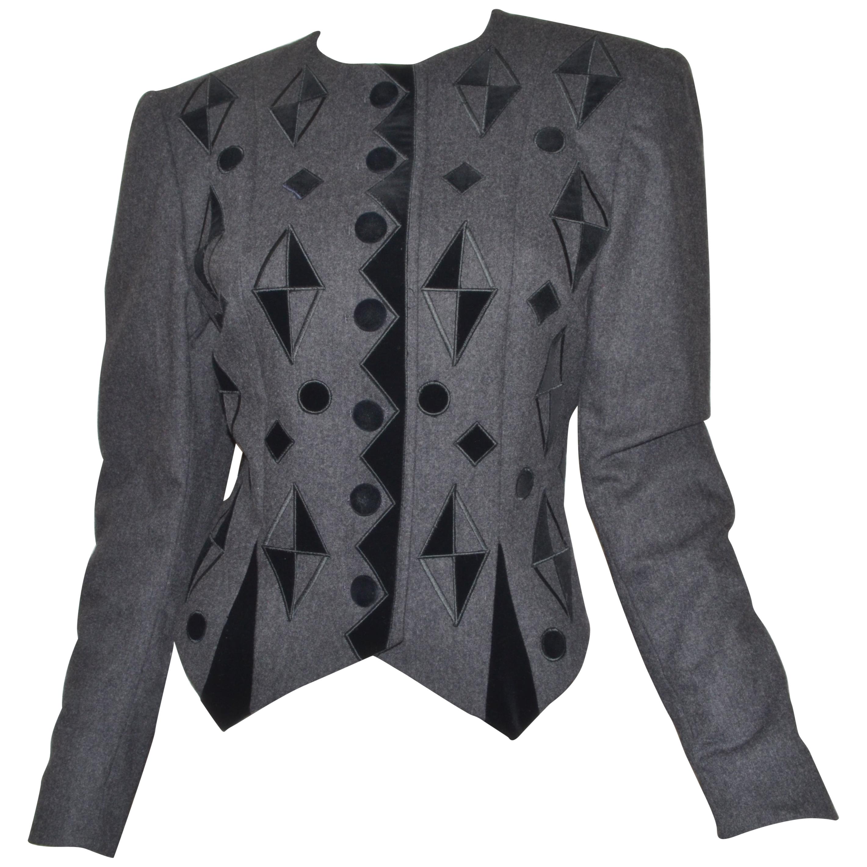 Vintage Louis Feraud Wool, Velvet Jacket at 1stDibs