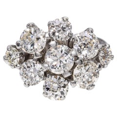 Anello a grappolo di diamanti d
epoca Louis J. Meyer in platino da 2,20 carati