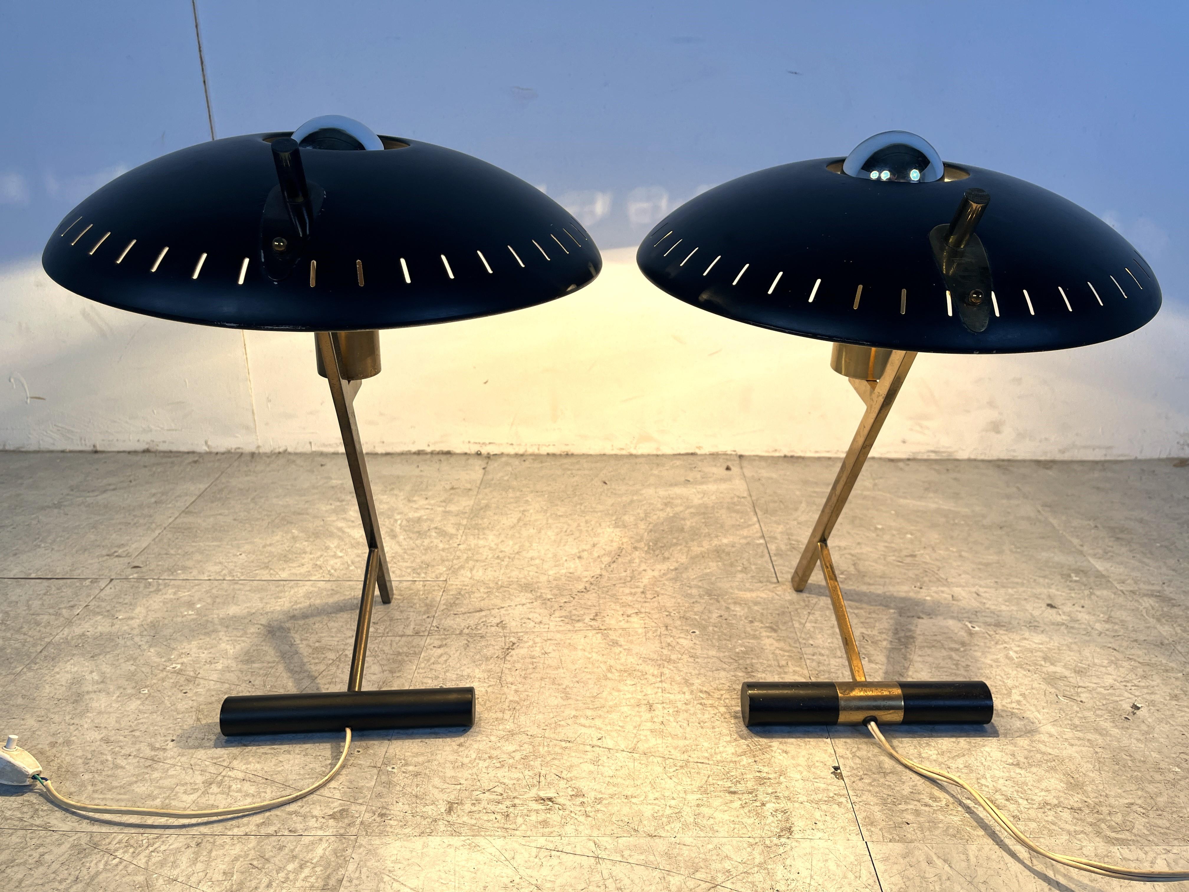 Vintage louis kalff diplomat or z model table lamps set of 2, 1950s 5