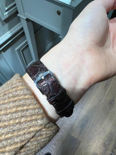 Vintage Louis Leuba Watch with Roman Numerals and Brown Leather Strap