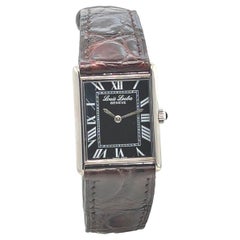 Orologio vintage Louis Leuba con numeri romani e cinturino in pelle marrone