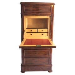 Vintage Louis Phillipe Mahogany Drop Front Desk High Chest of Drawers
