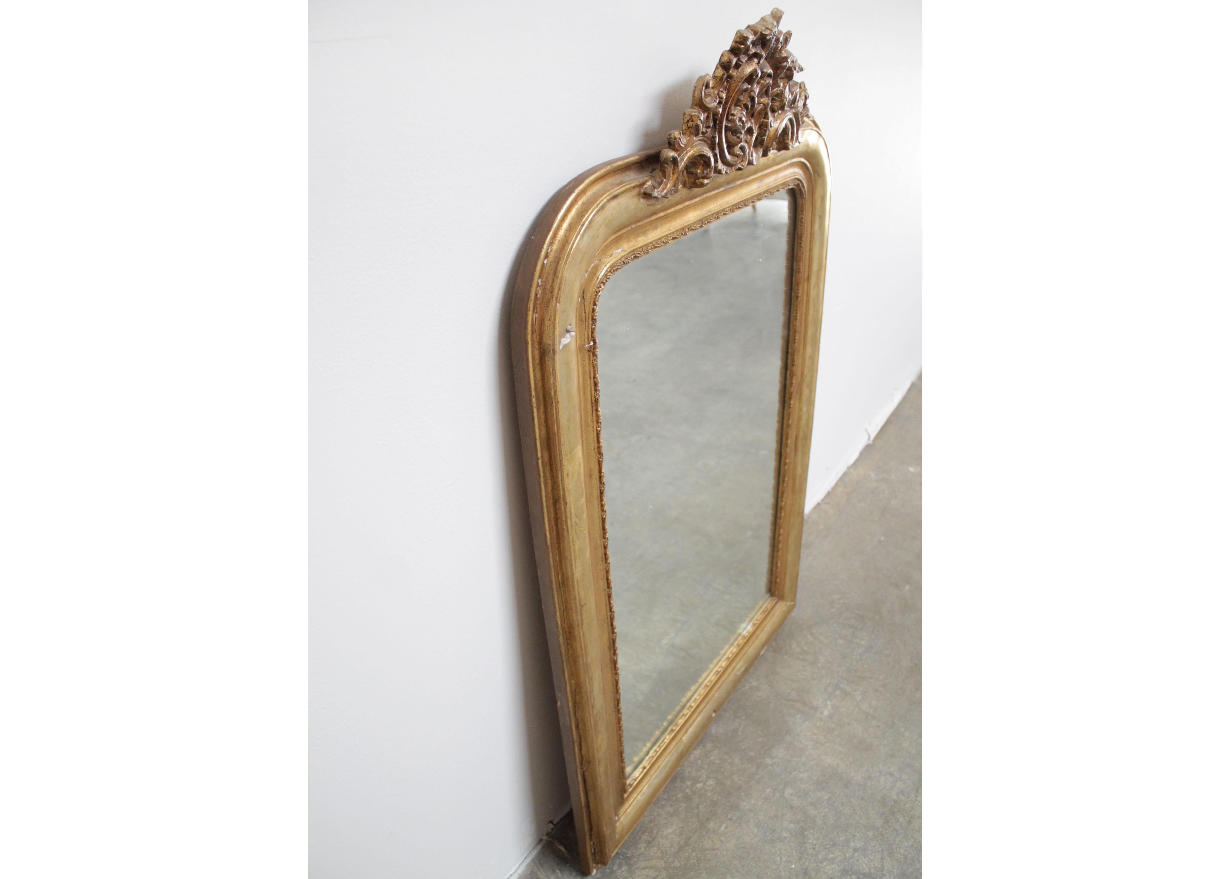 19th Century Vintage Louis Phillipe Mirror with Carvings For Sale