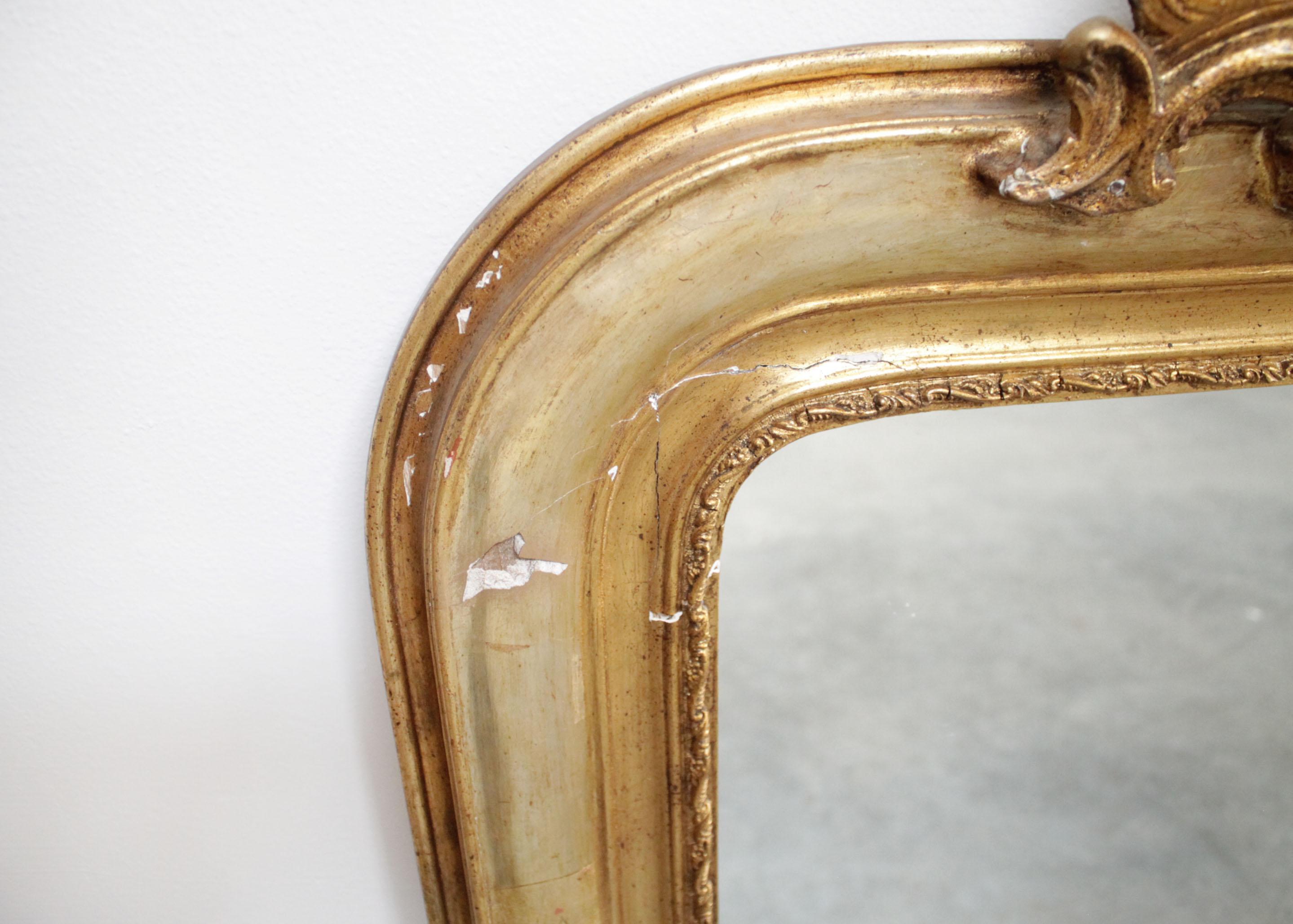 Vintage Louis Phillipe Mirror with Carvings For Sale 1