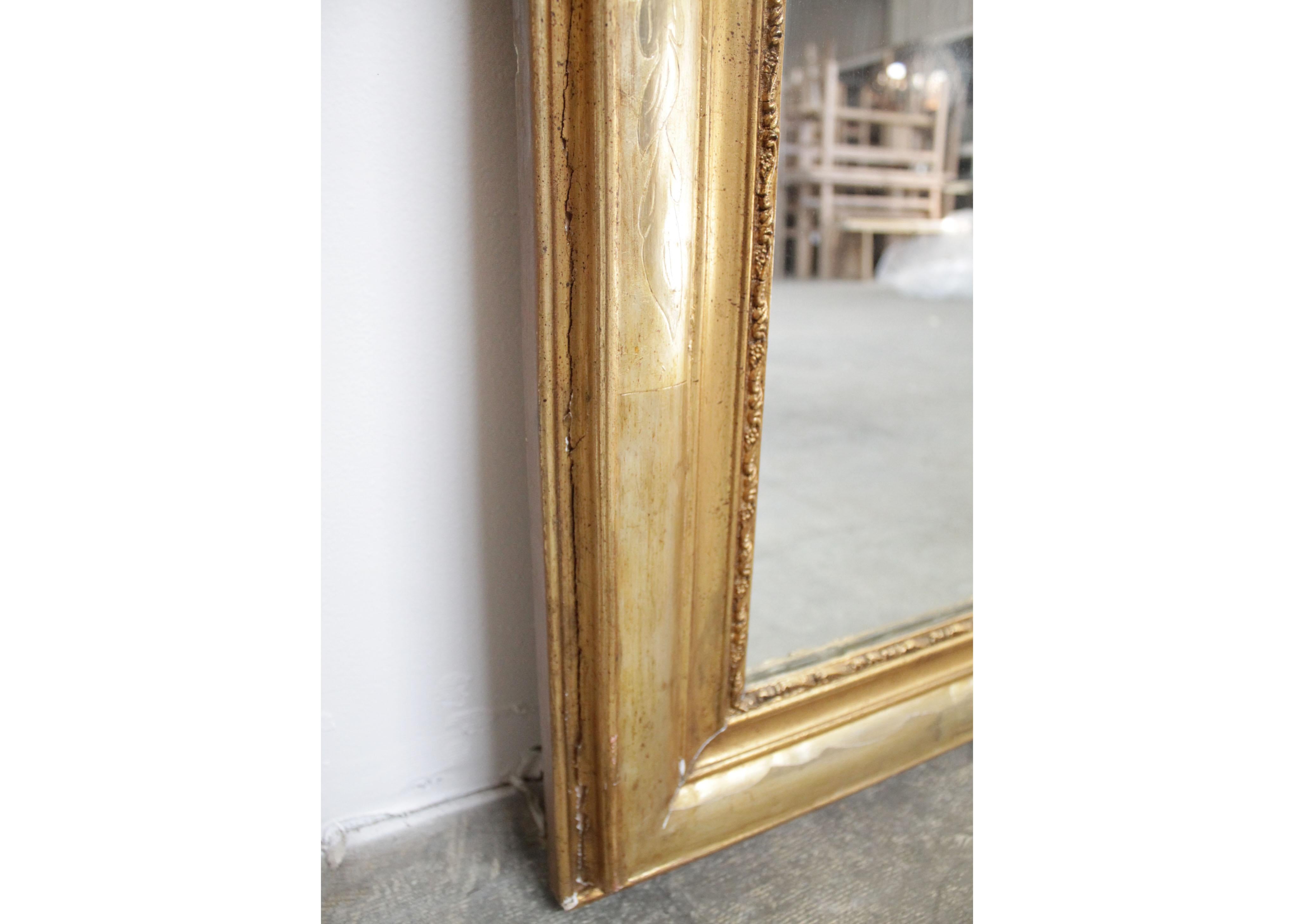 Vintage Louis Phillipe Mirror with Carvings For Sale 2