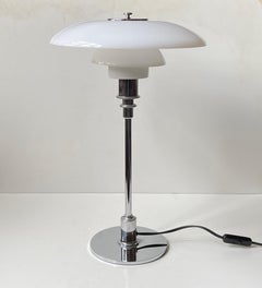 Vintage Louis Poulsen PH 3/2 Table Lamp in Chrome & Opaline Glass