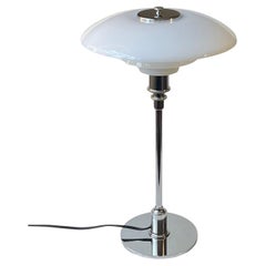 Vintage Louis Poulsen PH 3/2 Table Lamp in Chrome & Opaline Glass