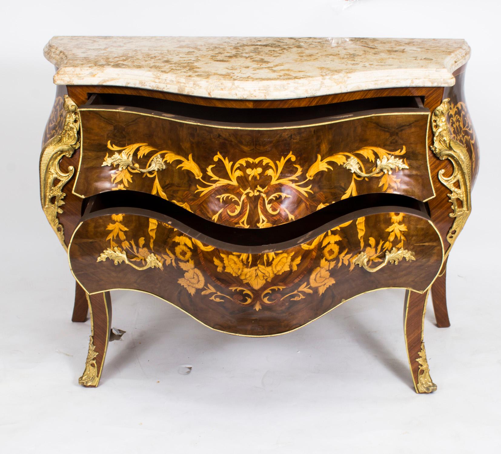 Vintage Louis Revival Marquetry Commode Chest 20th C For Sale 5