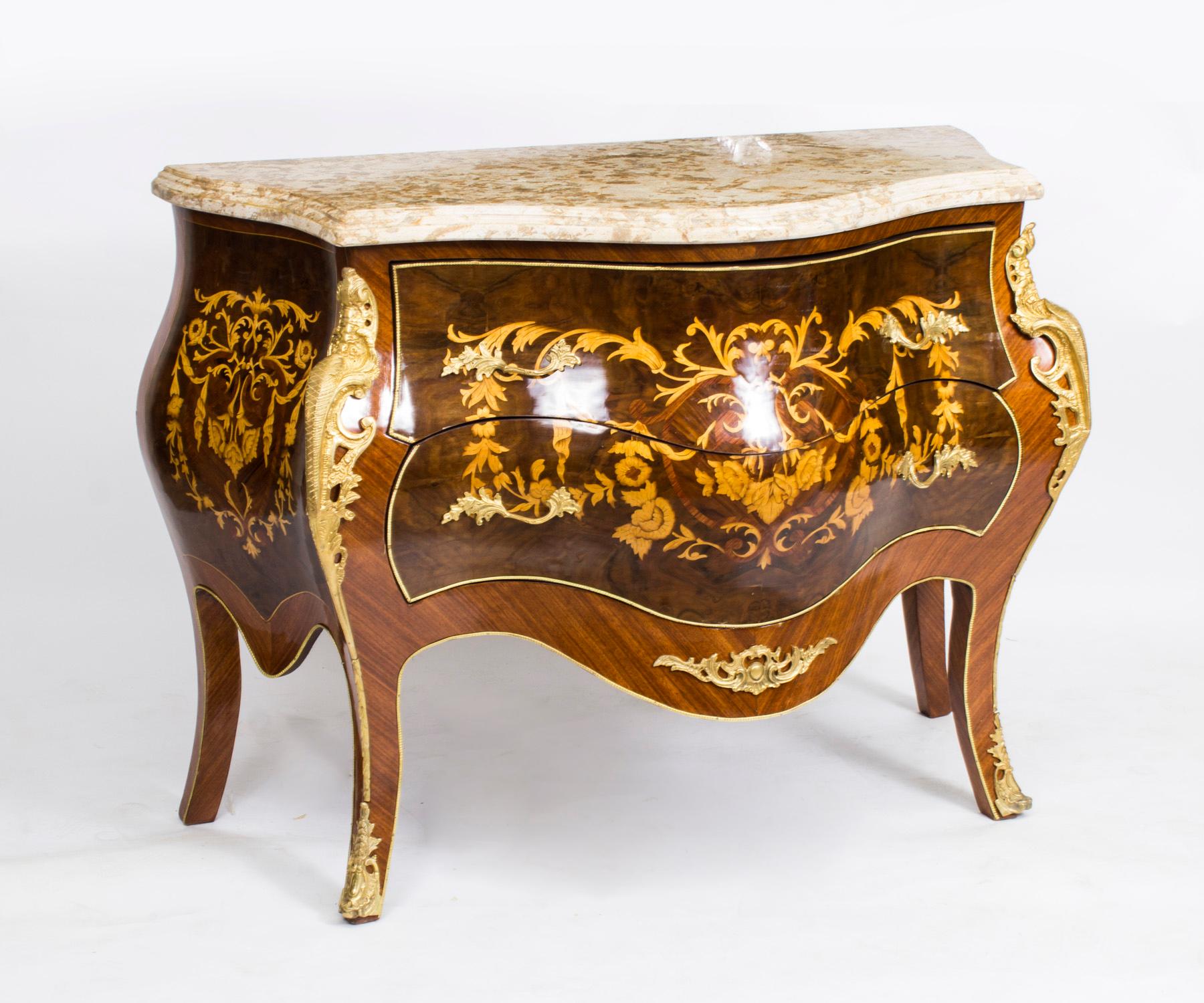 Vintage Louis Revival Marquetry Commode Chest 20th C For Sale 12