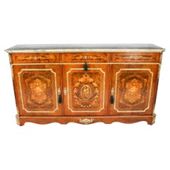 Vintage Louis Revival Ormolu Mounted Marquetry Burr Walnut Sideboard 20th C