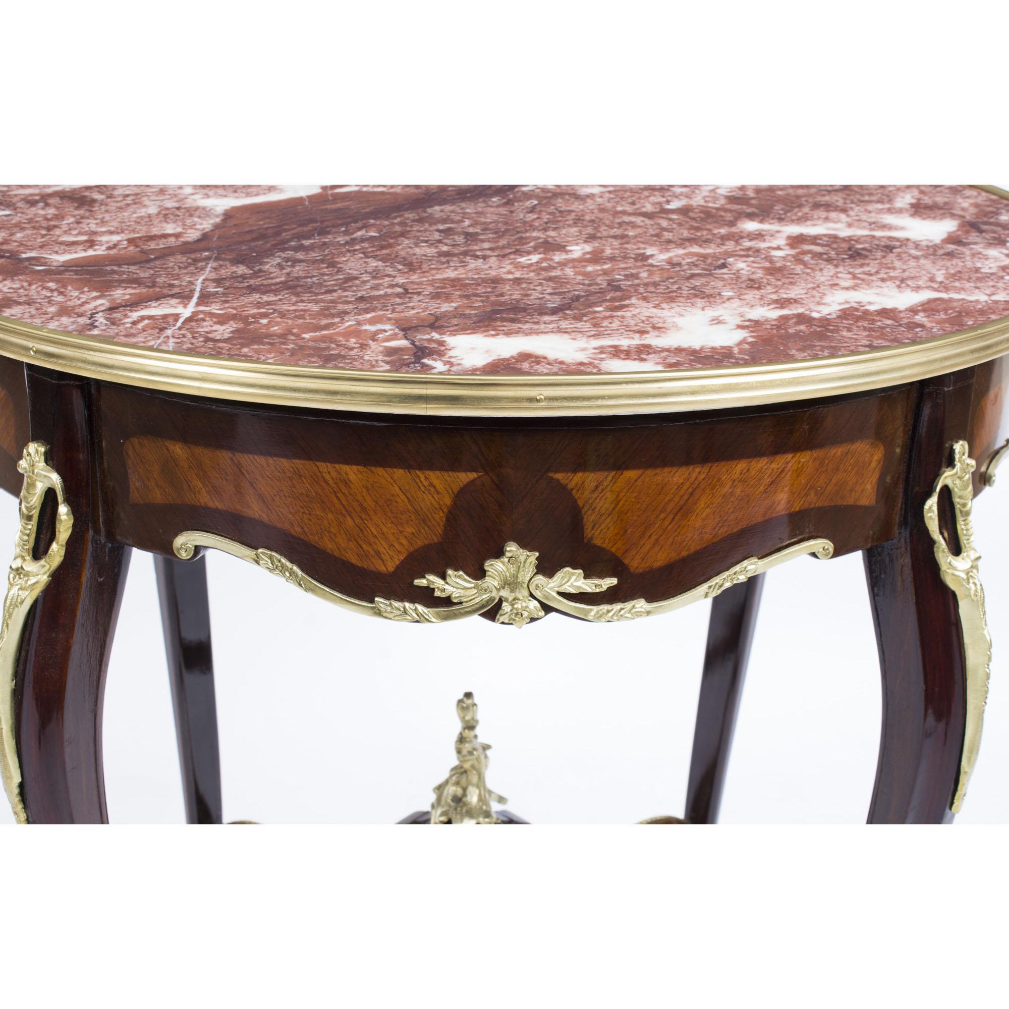 Late 20th Century Vintage Louis Revival Rouge Marble Topped Occasional Centre Table 20th C