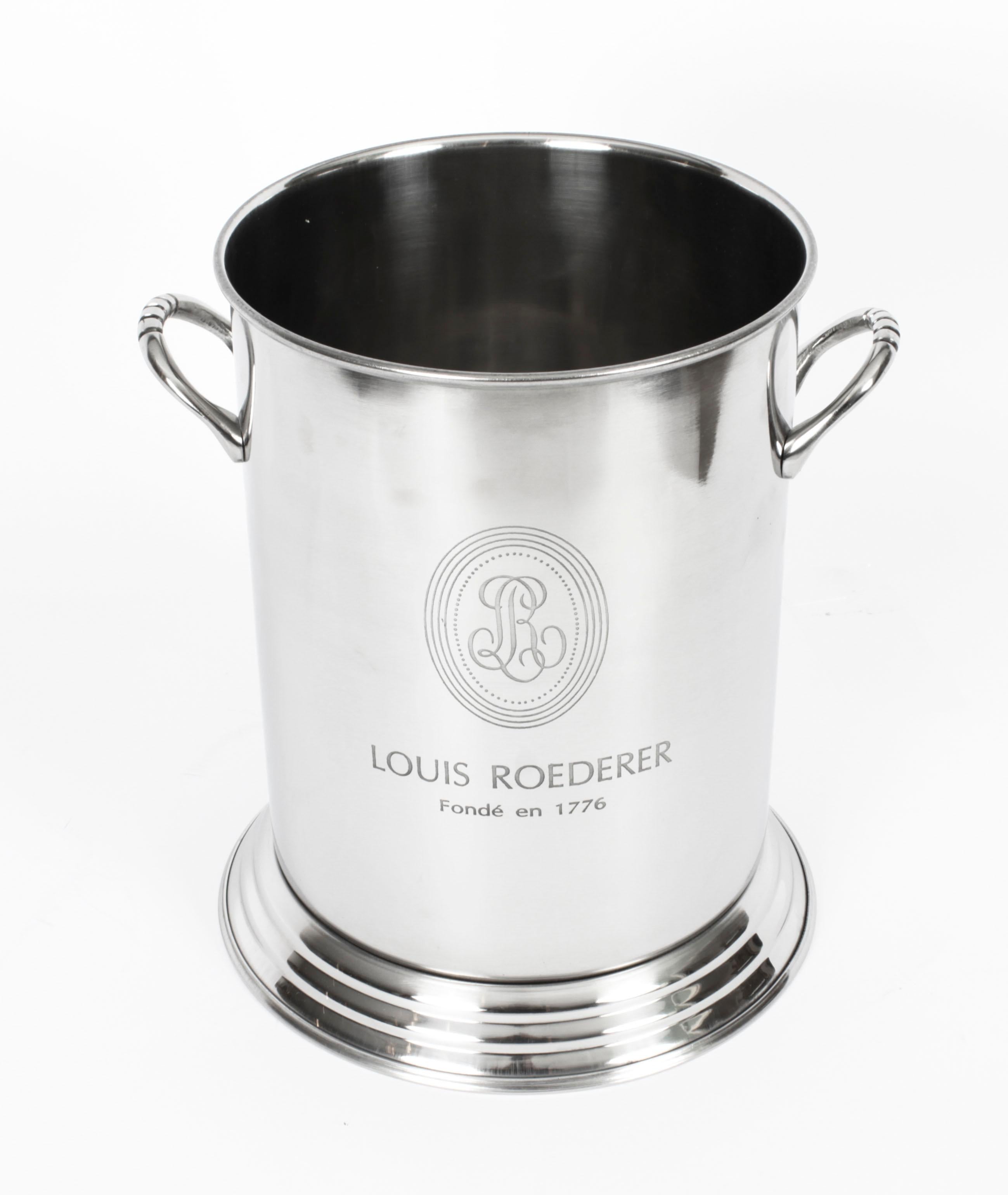 Vintage Louis Roederer Silver Plated Champagne Cooler 20th Century For Sale 4