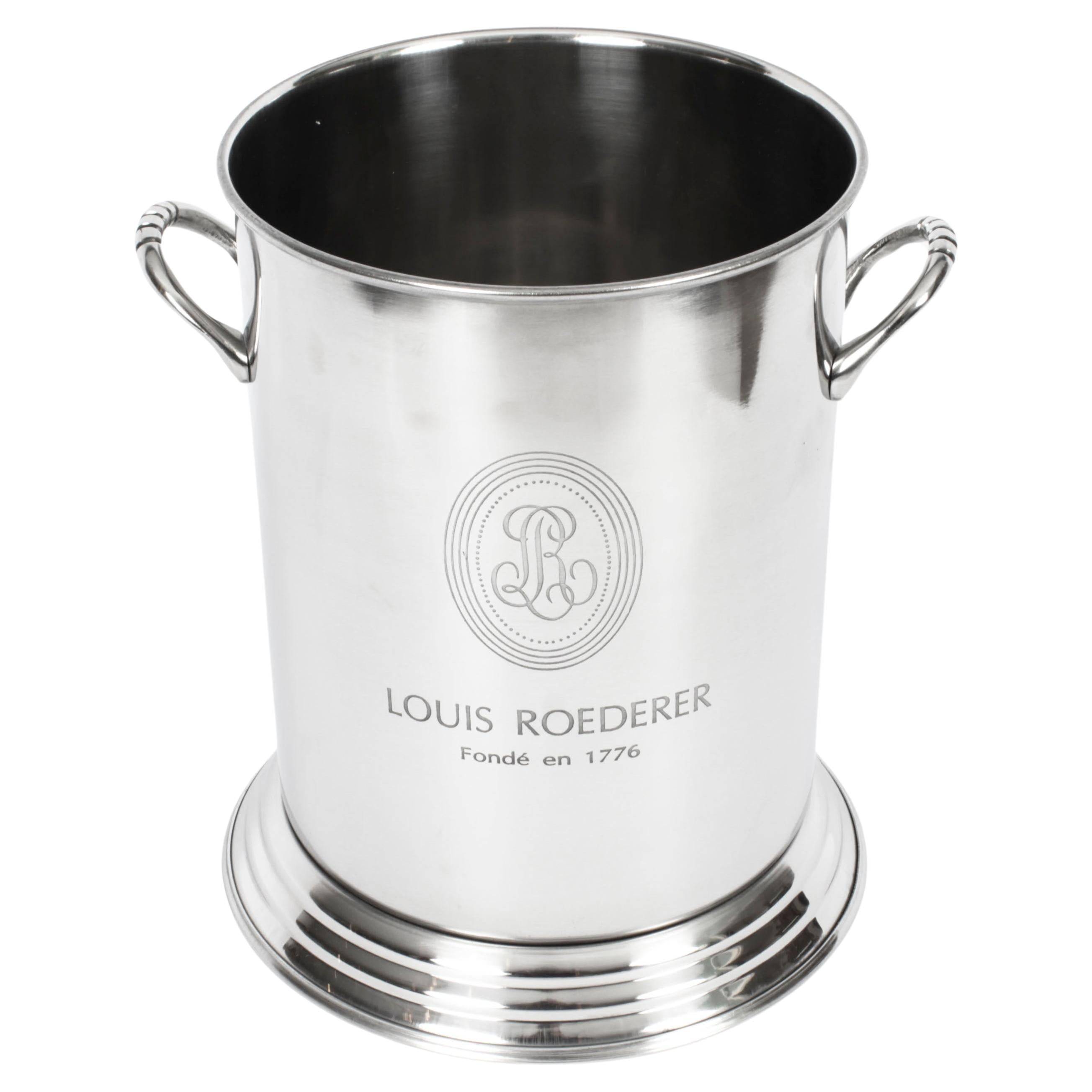 Vintage Louis Roederer Silver Plated Champagne Cooler 20th Century For Sale