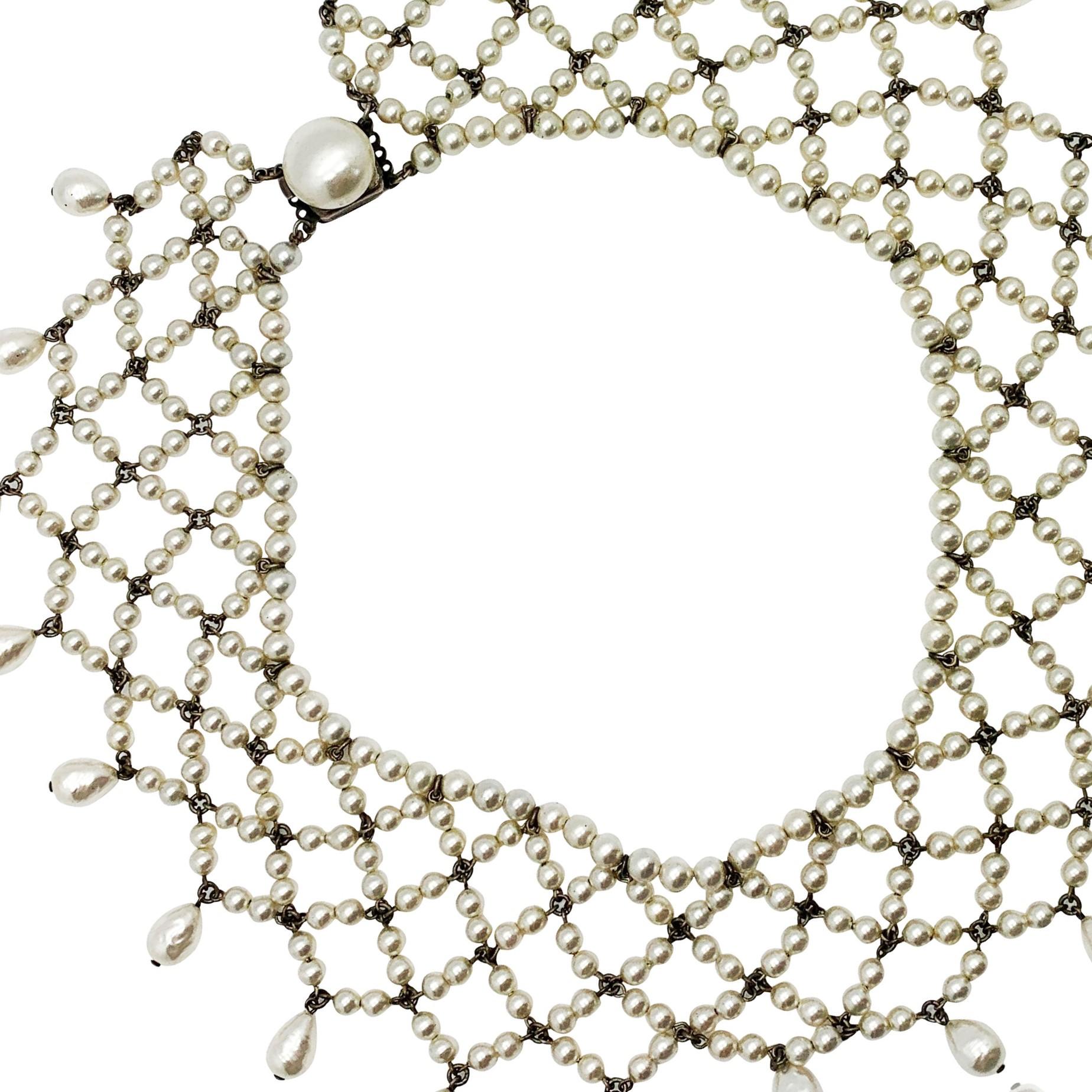 Vintage Louis Rousselet Glas Perlen Spitze Stil Halsband 1930er Jahre im Angebot 1
