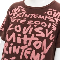 vintage LOUIS VUITON Stephen Sprouse pink graffiti print brown tshirt  S