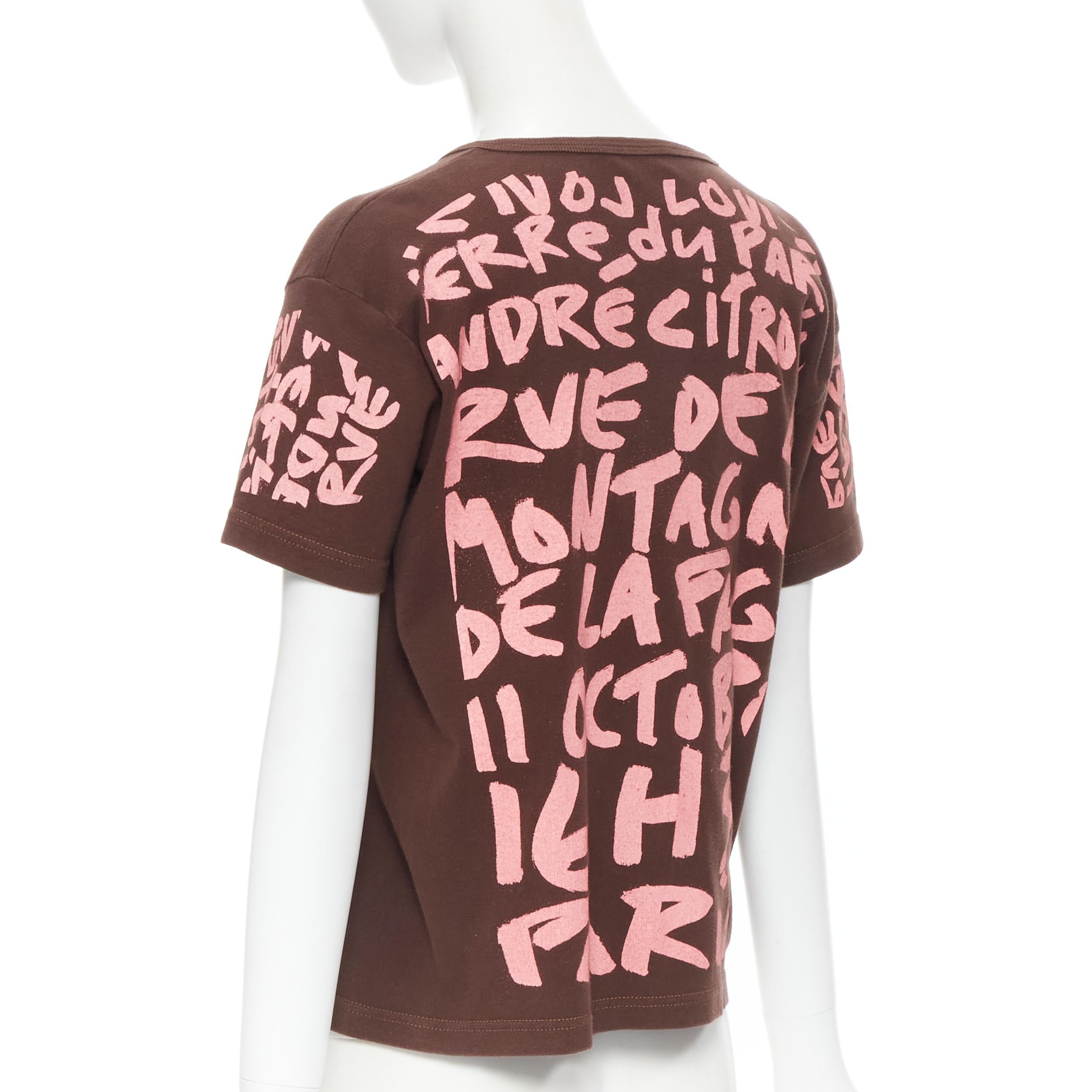 vintage LOUIS VUITON Stephen Sprouse pink graffiti print brown tshirt  S In Good Condition In Hong Kong, NT
