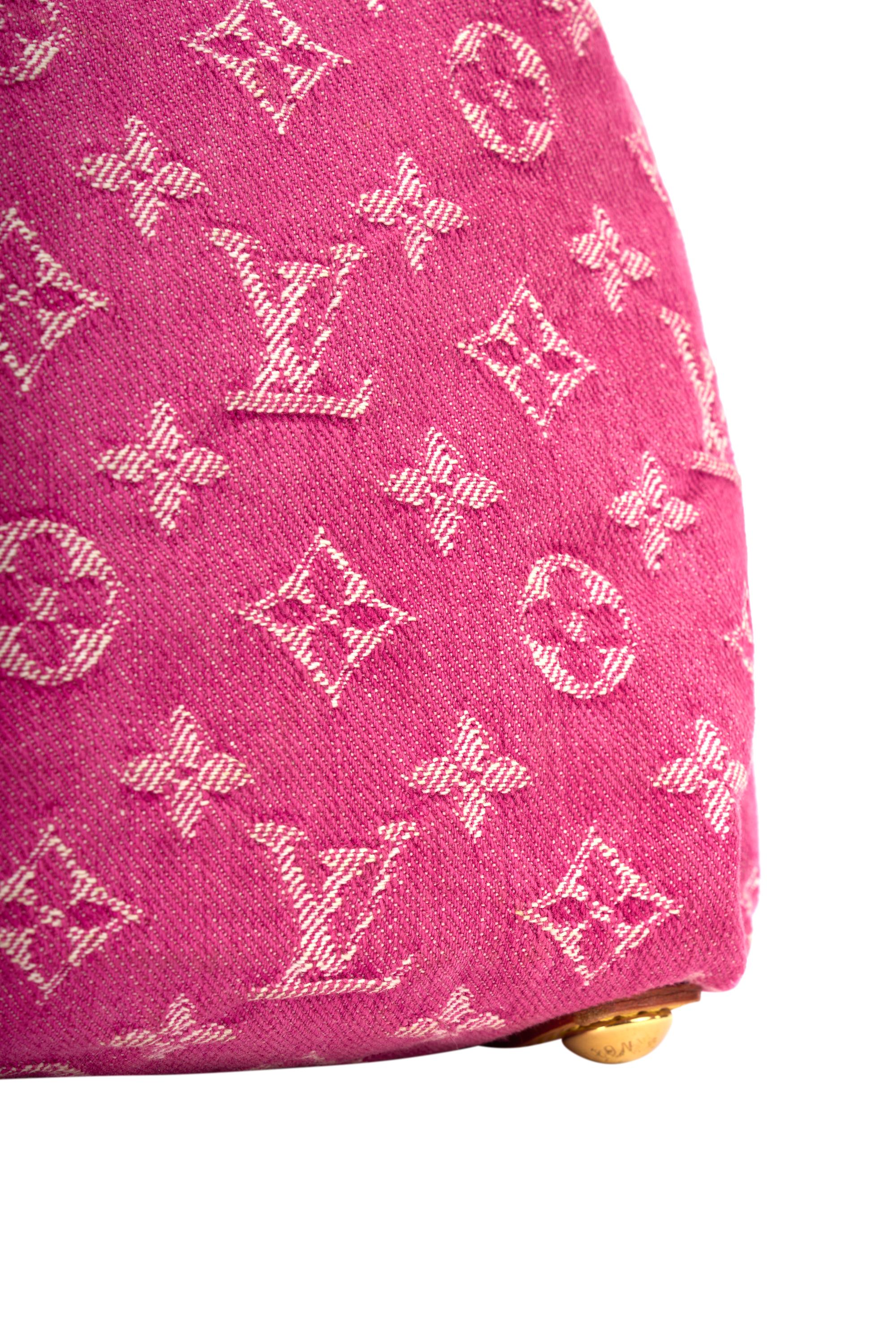 Vintage Louis Vuitton 2005 Pink denim Monogram Baggy Shoulder Bag 6