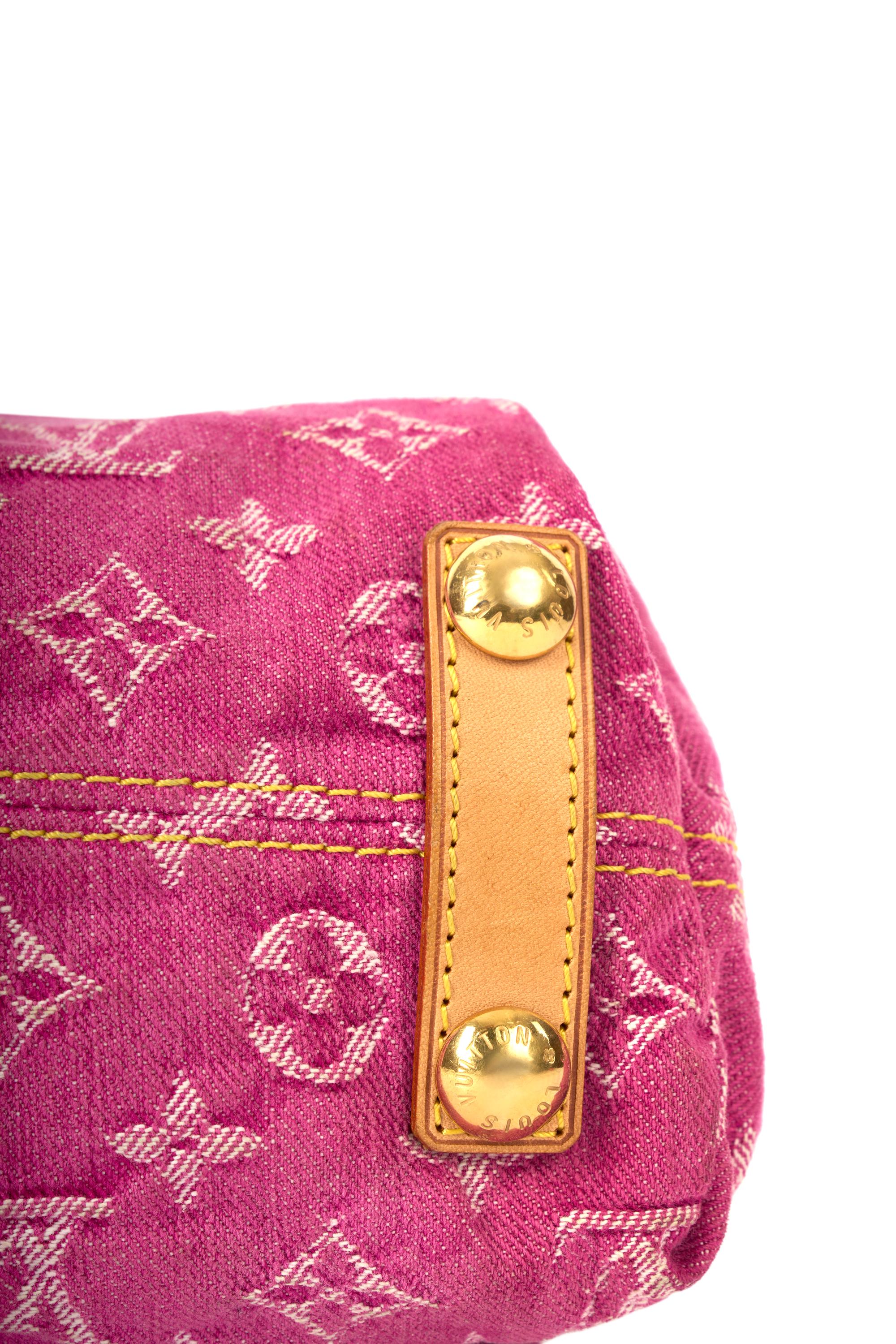 Vintage Louis Vuitton 2005 Pink denim Monogram Baggy Shoulder Bag 4