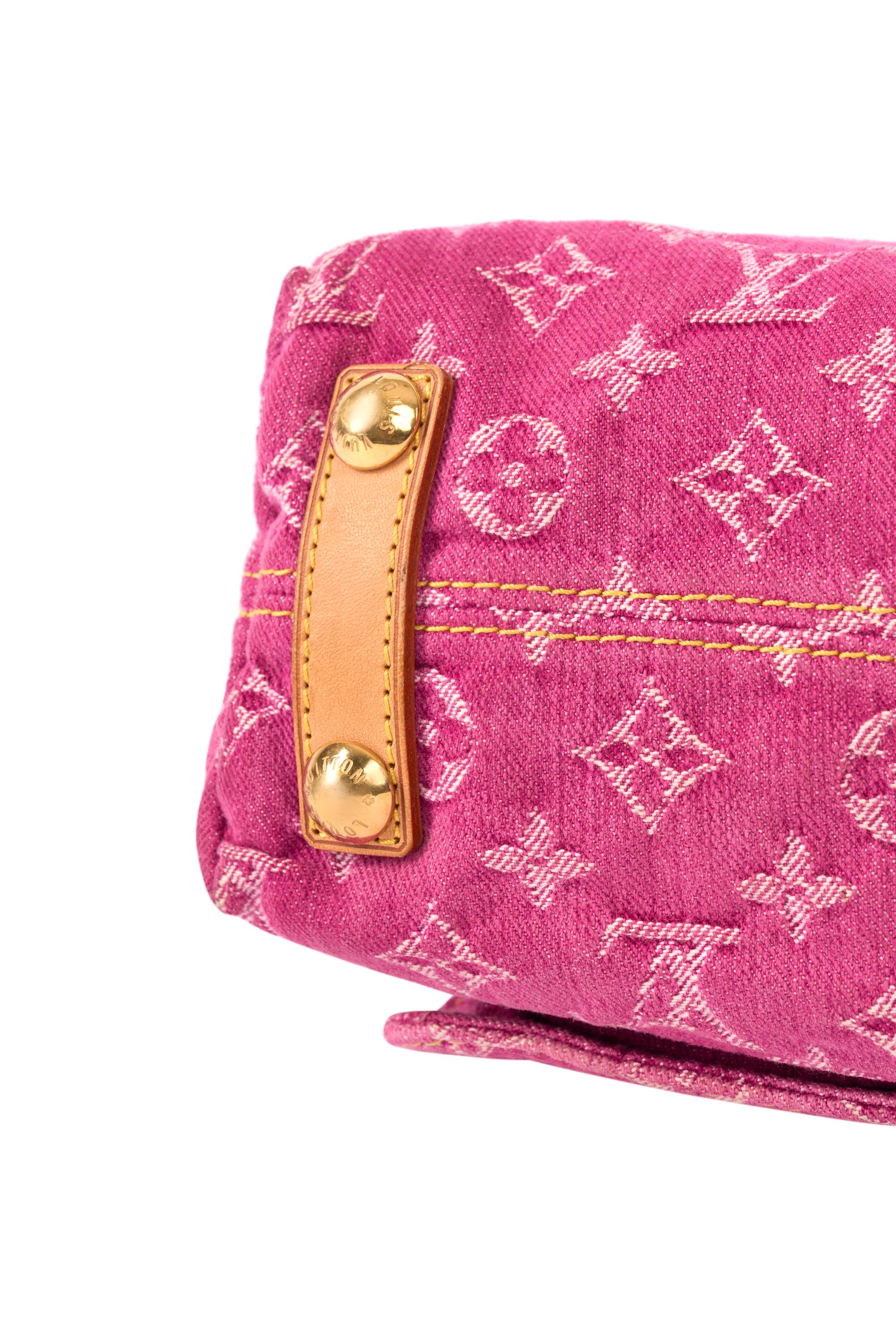 Vintage Louis Vuitton 2005 Pink denim Monogram Baggy Shoulder Bag 5