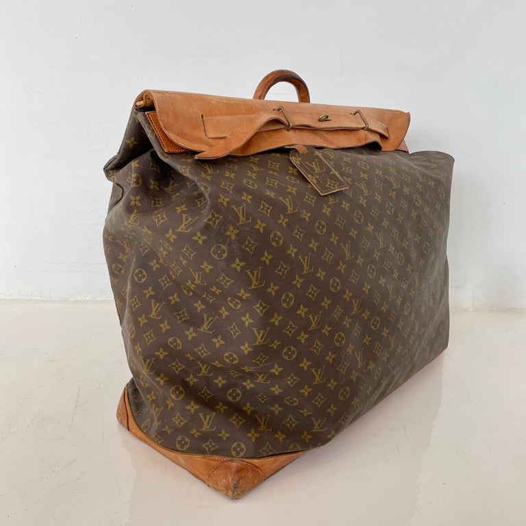 Rare Louis Vuitton Steamer bag in ebene checkered coated canvas, Nearly new  condition Brown Leather Cloth ref.200227 - Joli Closet