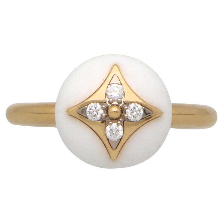 Vintage Louis Vuitton ‘B Blossom’ Agate and Diamond Ring in 18k Yellow Gold
