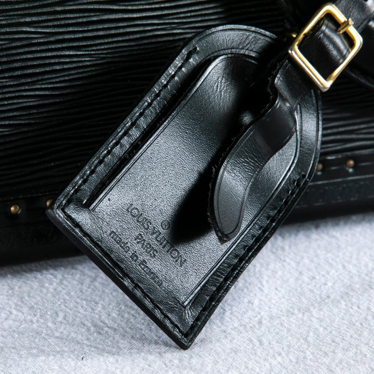 Vintage Louis Vuitton Luggage Black Epi Leather Four-Piece Set, Brass Detailing For Sale 5