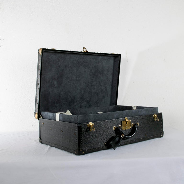 Vintage Louis Vuitton Luggage Black Epi Leather Four-Piece Set, Brass Detailing For Sale 7