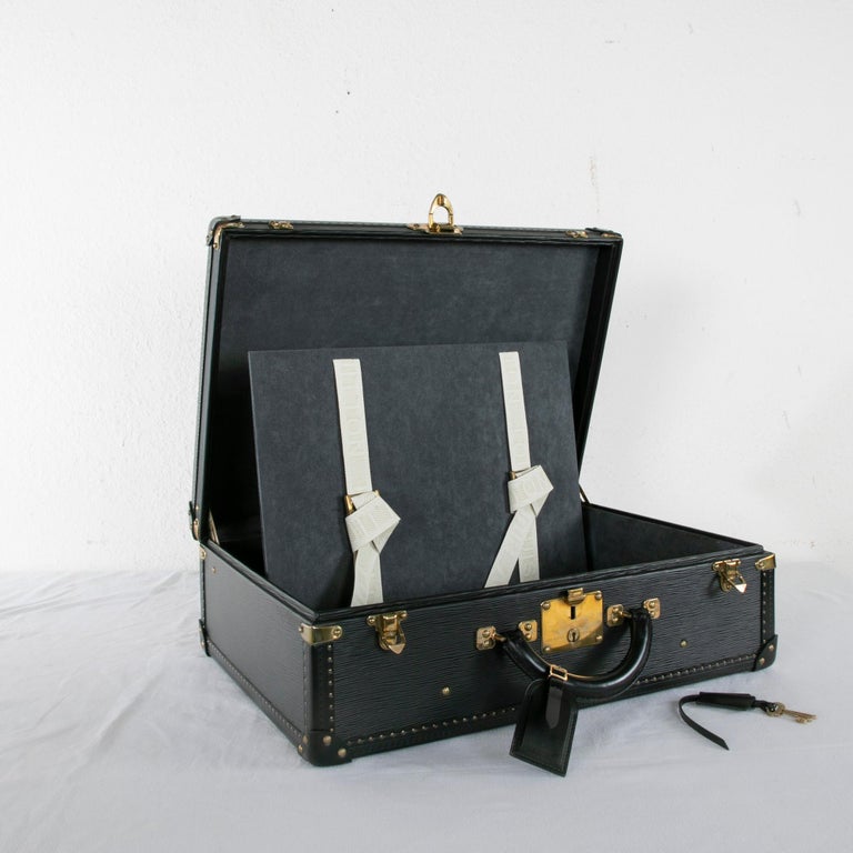 Vintage Louis Vuitton Luggage Black Epi Leather Four-Piece Set, Brass Detailing For Sale 8