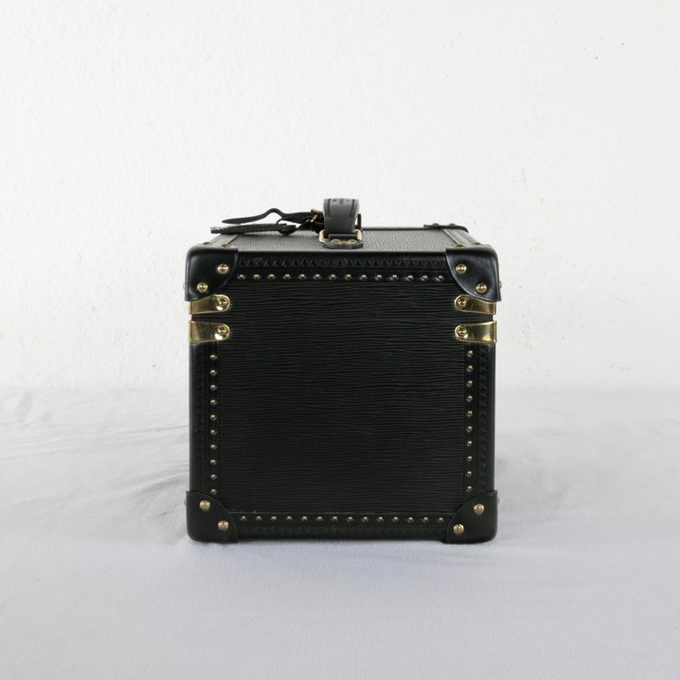 Vintage Louis Vuitton Luggage Black Epi Leather Four-Piece Set, Brass Detailing For Sale 12