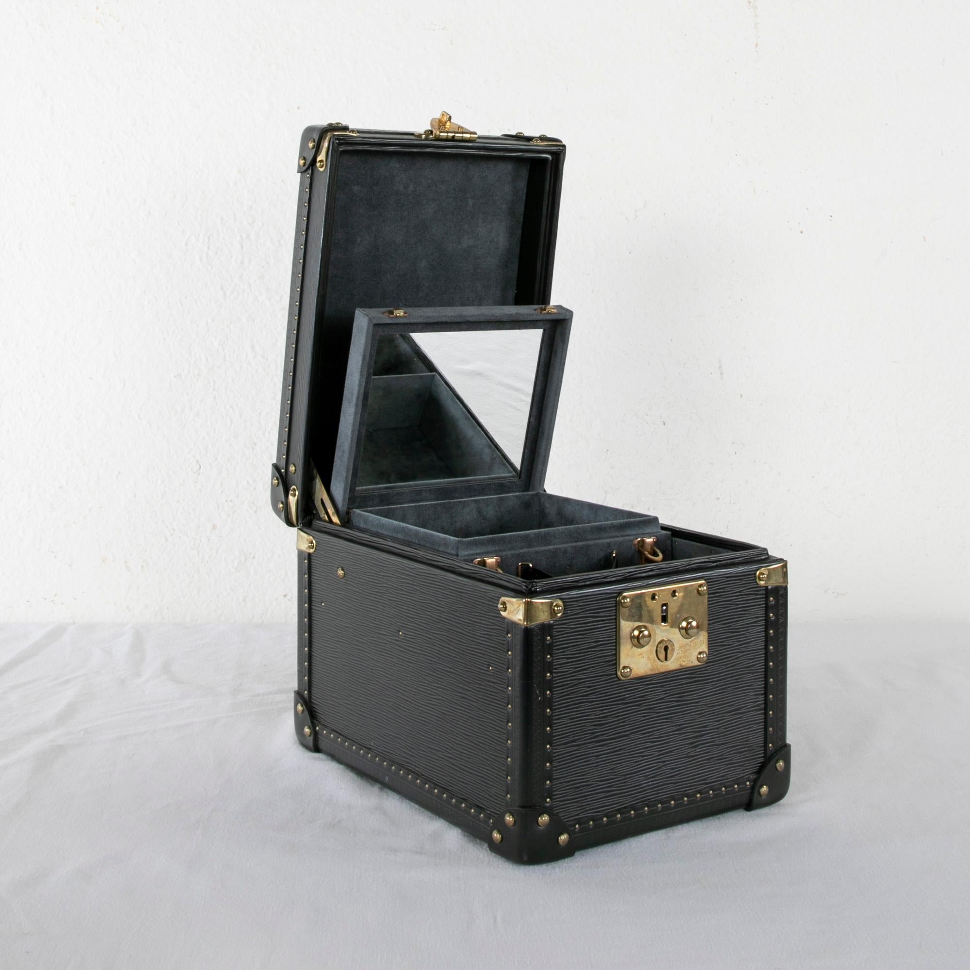 Vintage Louis Vuitton Luggage Black Epi Leather Four-Piece Set, Brass Detailing 10