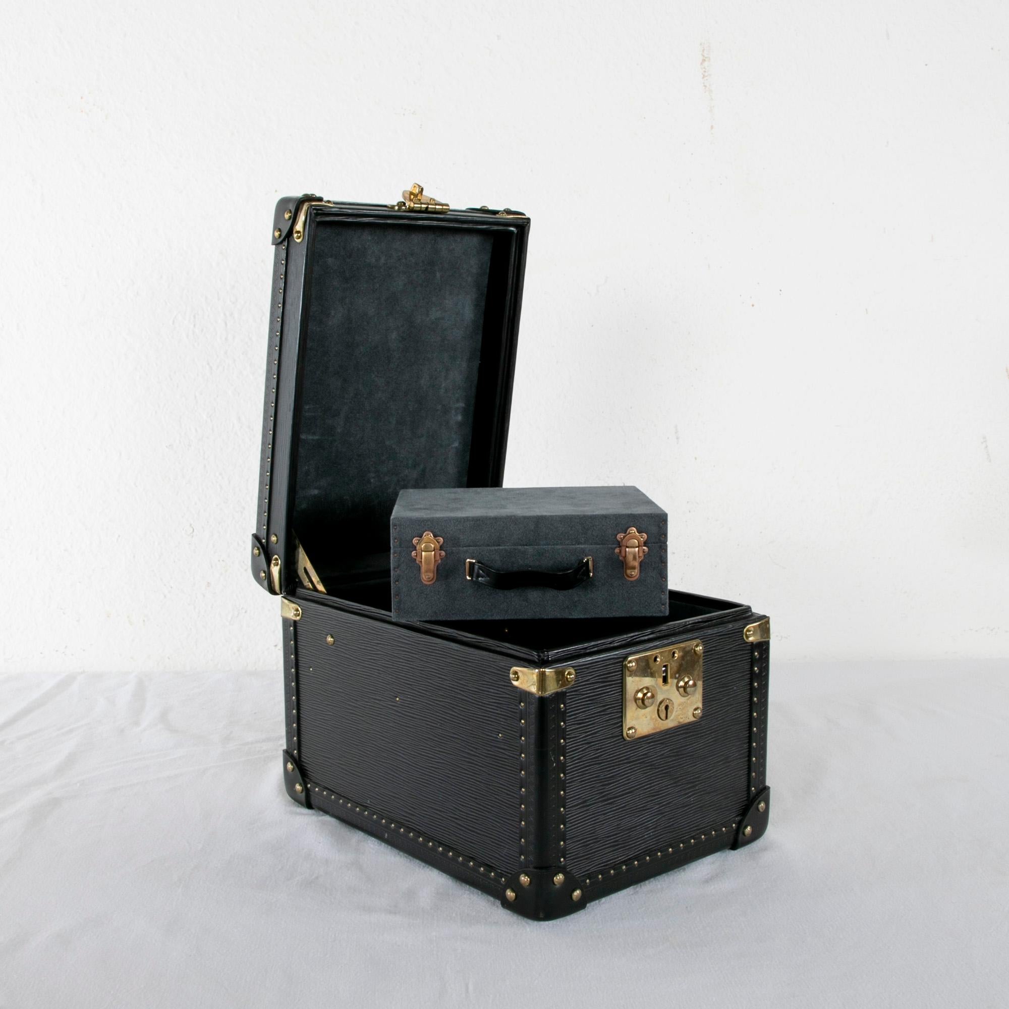 Vintage Louis Vuitton Luggage Black Epi Leather Four-Piece Set, Brass Detailing 11