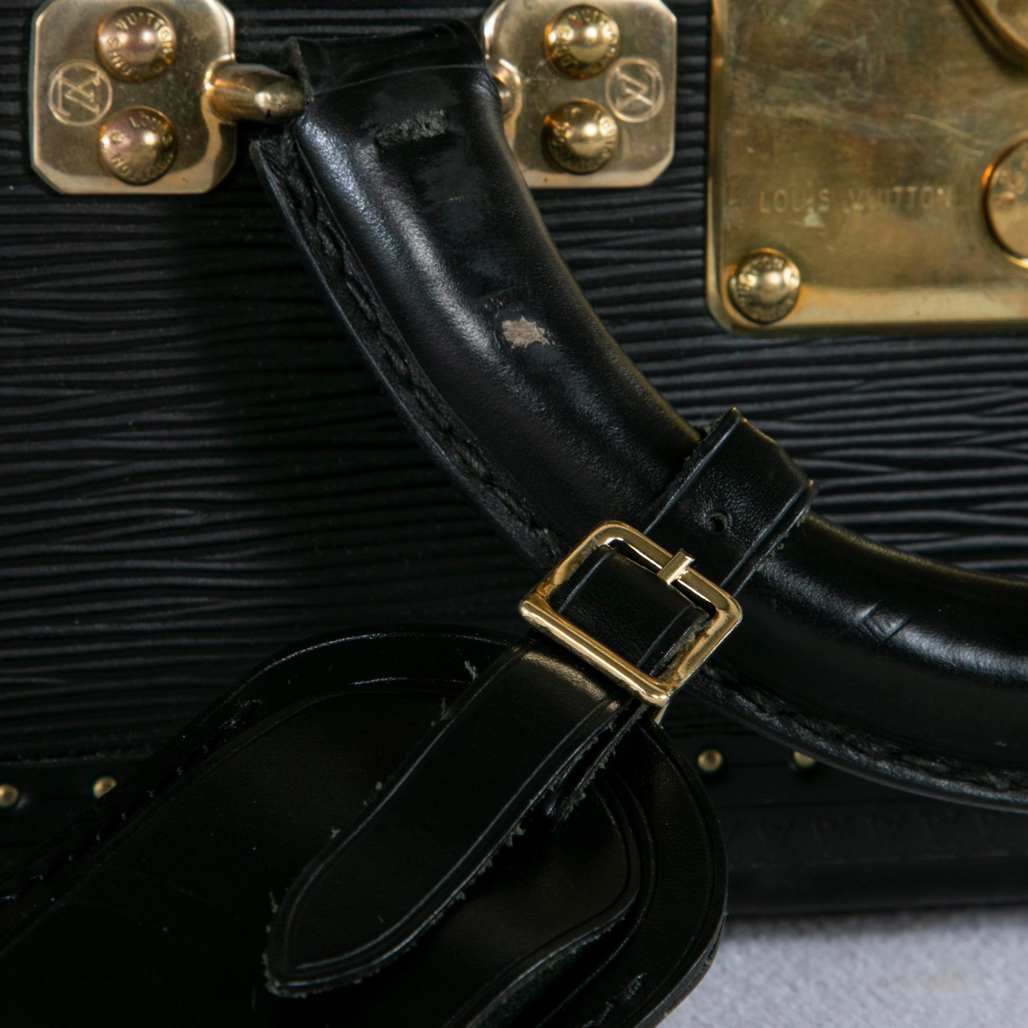 Vintage Louis Vuitton Luggage Black Epi Leather Four-Piece Set, Brass Detailing 12