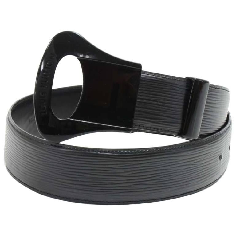 Vintage Louis Vuitton Black Epi Leather Lune Waist Belt For Sale