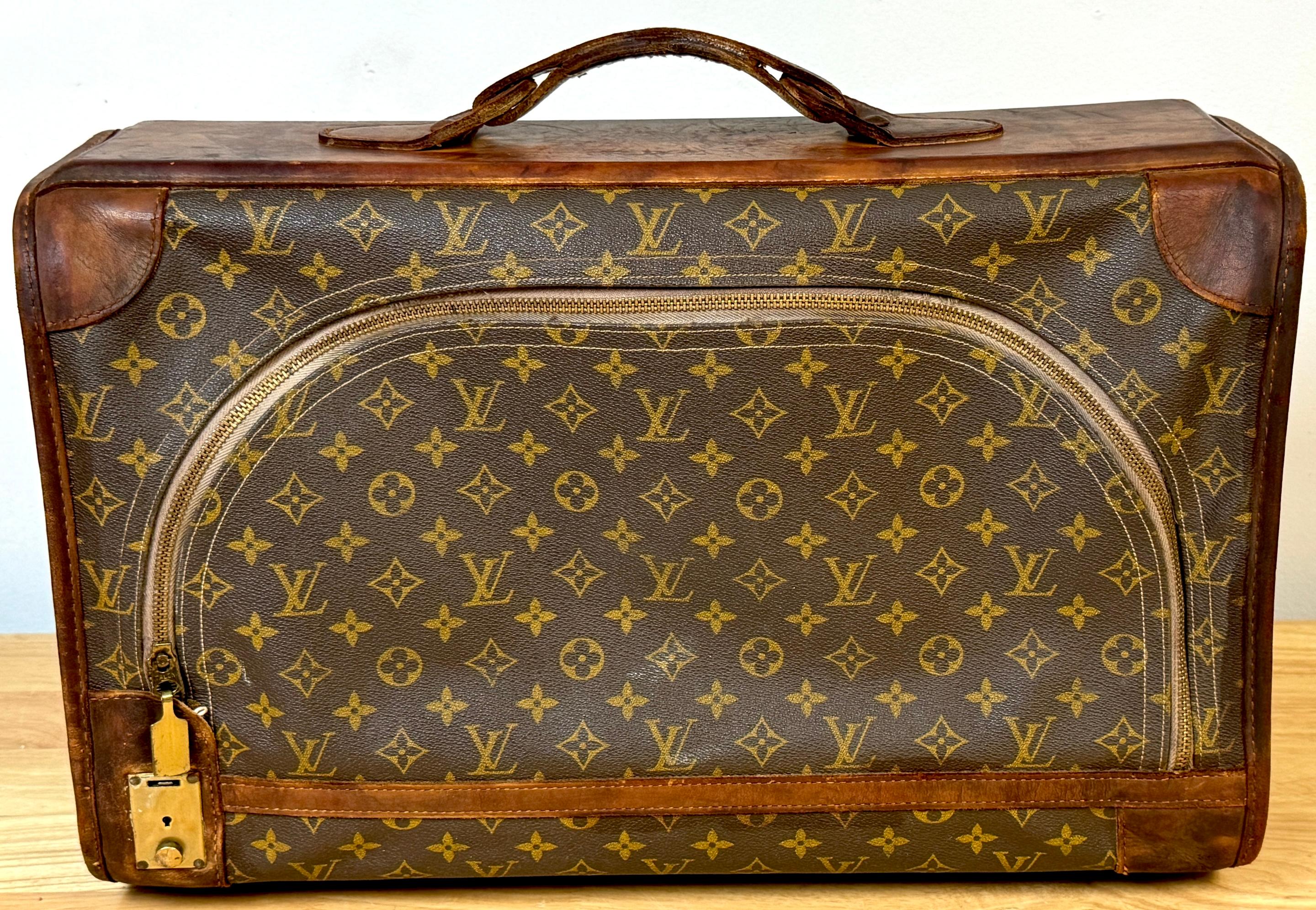 French Vintage Louis Vuitton Canvas & Leather Monogram Diminutive Suitcase, Circa 1970s For Sale