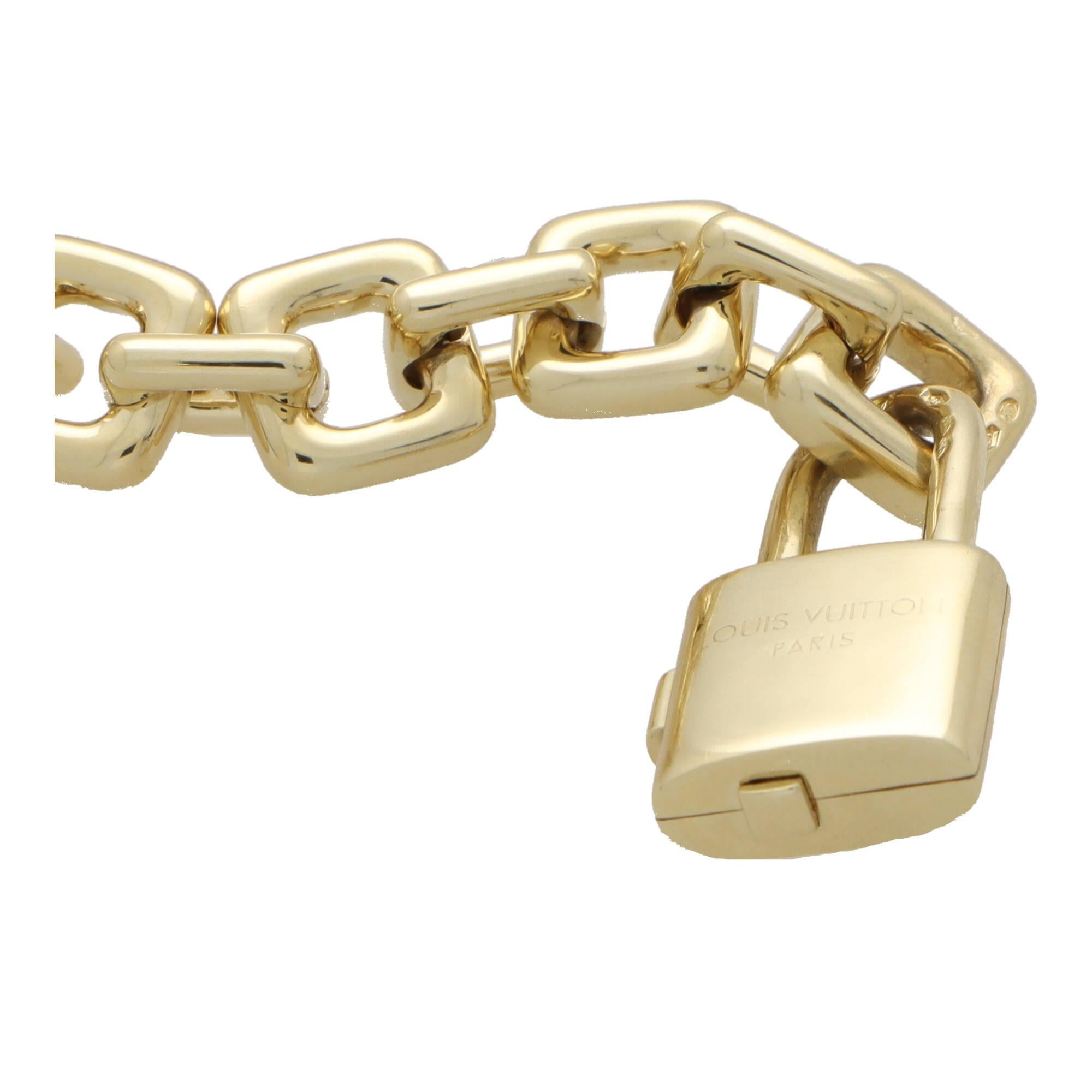 Vintage Louis Vuitton Chunky Heavy Link Bracelet Set in 18k Yellow Gold In Excellent Condition In London, GB
