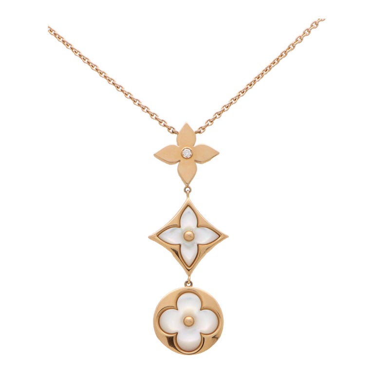 Louis Vuitton Blossom Sautoir Diamond Mother of Pearl 18k Pink Gold Necklace  For Sale at 1stDibs