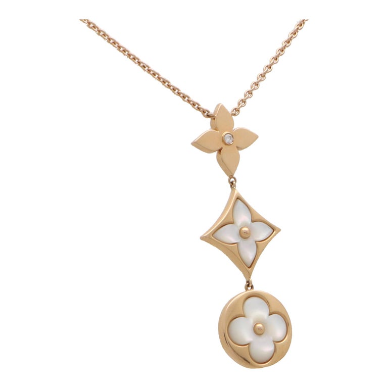 Vintage Louis Vuitton Diamond and Mother of Pearl 'Blossom Lariat' Necklace