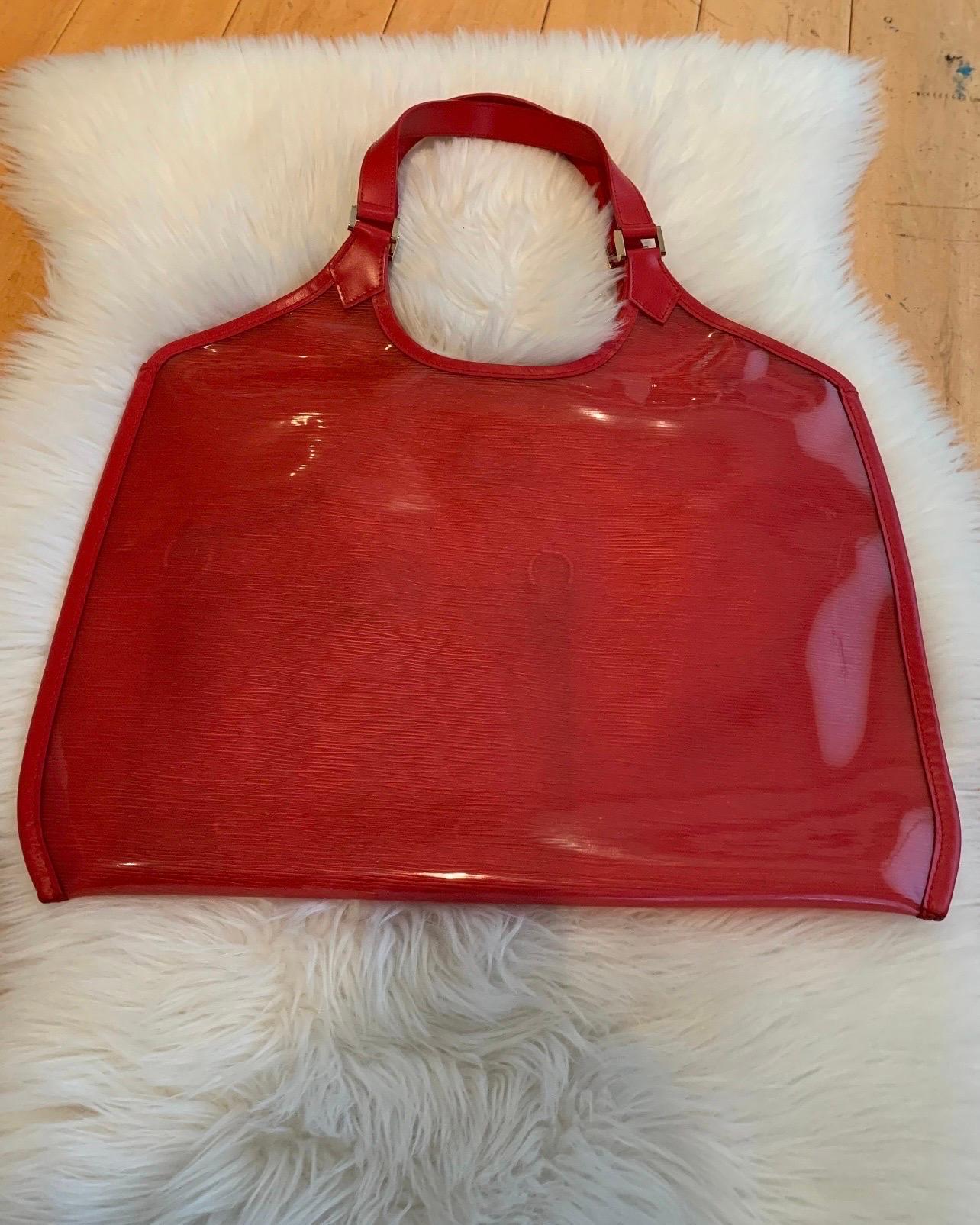 Vintage Louis Vuitton Jumbo Rote Klar Epi Tote Beach Bag, Vintage im Zustand „Hervorragend“ im Angebot in Malibu, CA