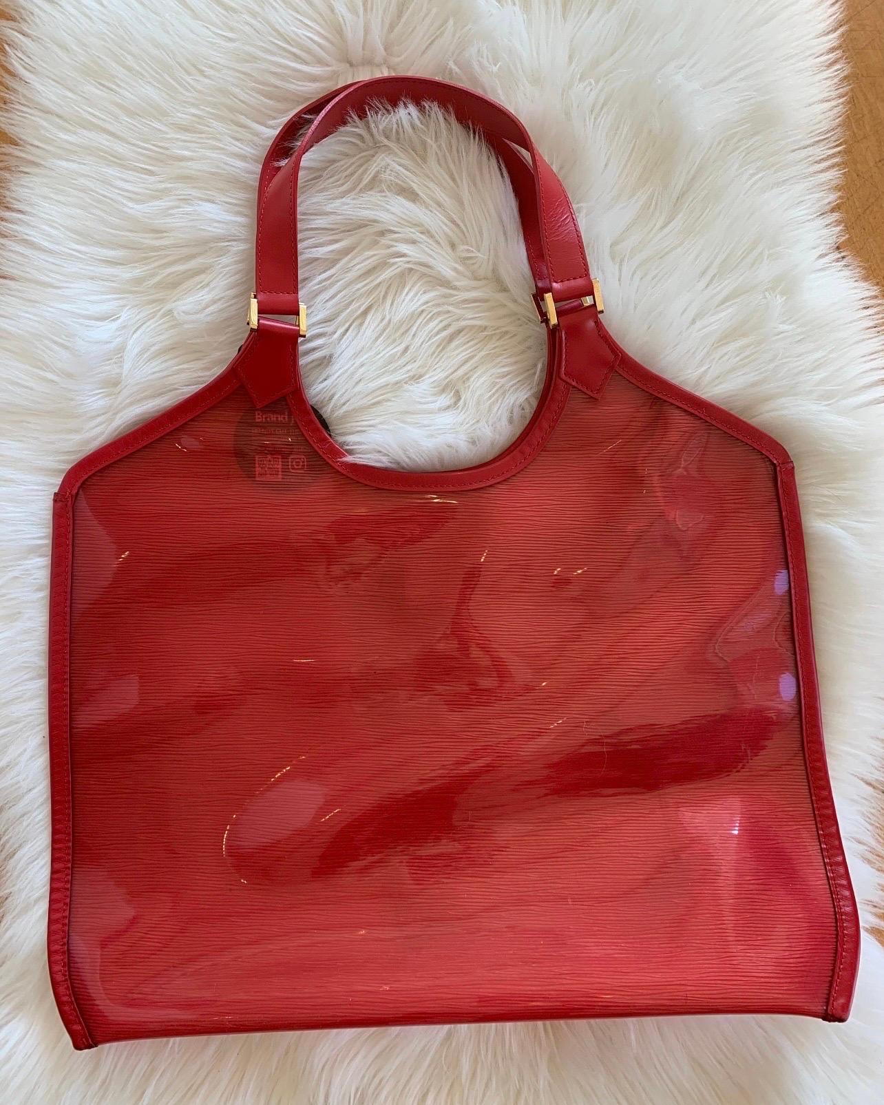 Vintage Louis Vuitton Jumbo Rote Klar Epi Tote Beach Bag, Vintage Damen im Angebot