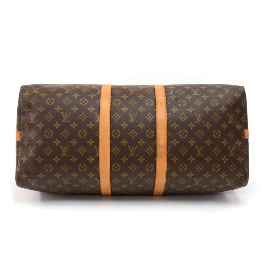 Brown Vintage Louis Vuitton Keepall 55 Bandouliere Monogram Canvas Duffel Travel Bag 