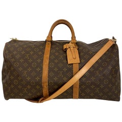 Used Louis Vuitton Keepall 55 Monogram Canvas with Bandoulière shoulder strap