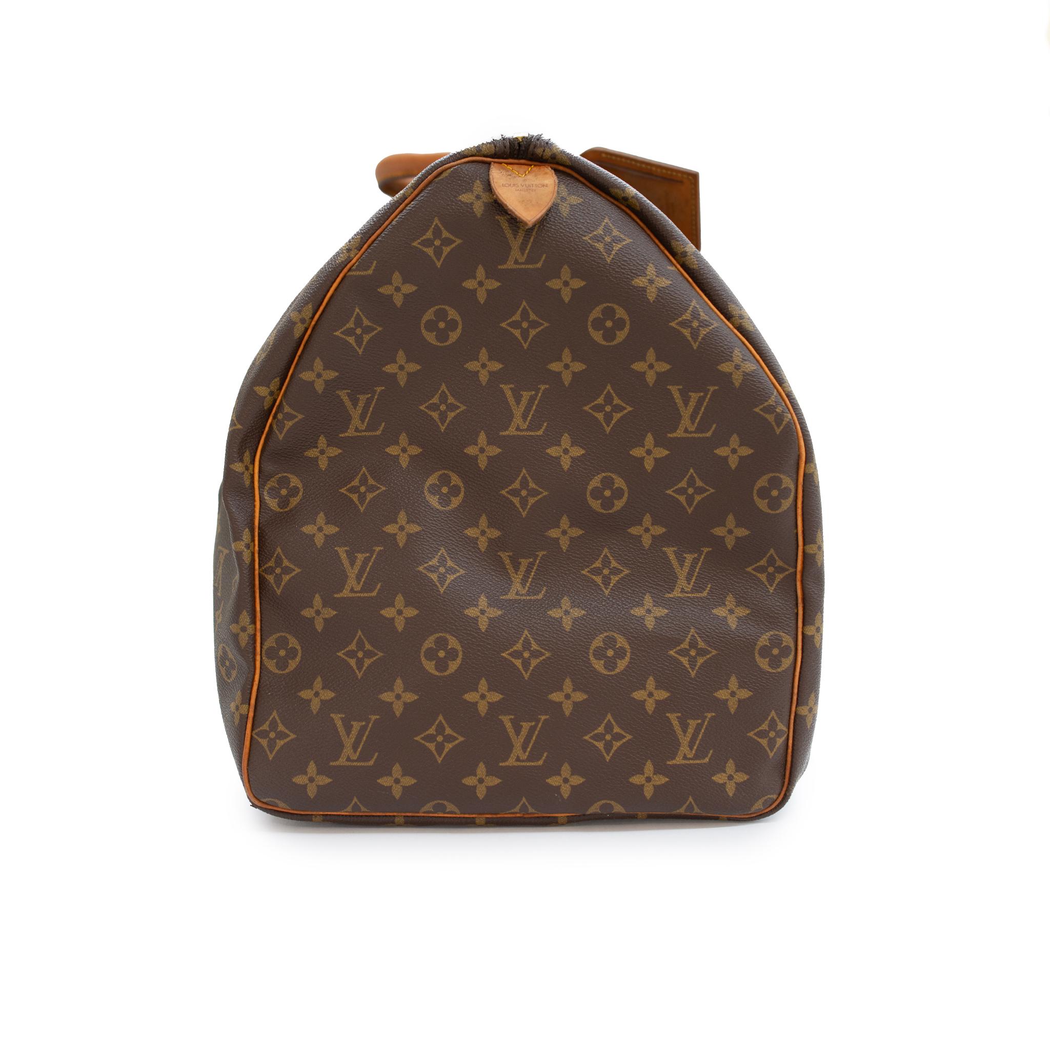 Vintage Louis Vuitton Keepall 55 Monogram Leather Top Handle Travel Bag en vente 1
