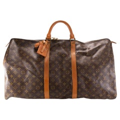 Vintage Louis Vuitton Keepall 55 Monogram Leather Top Handle Travel Bag