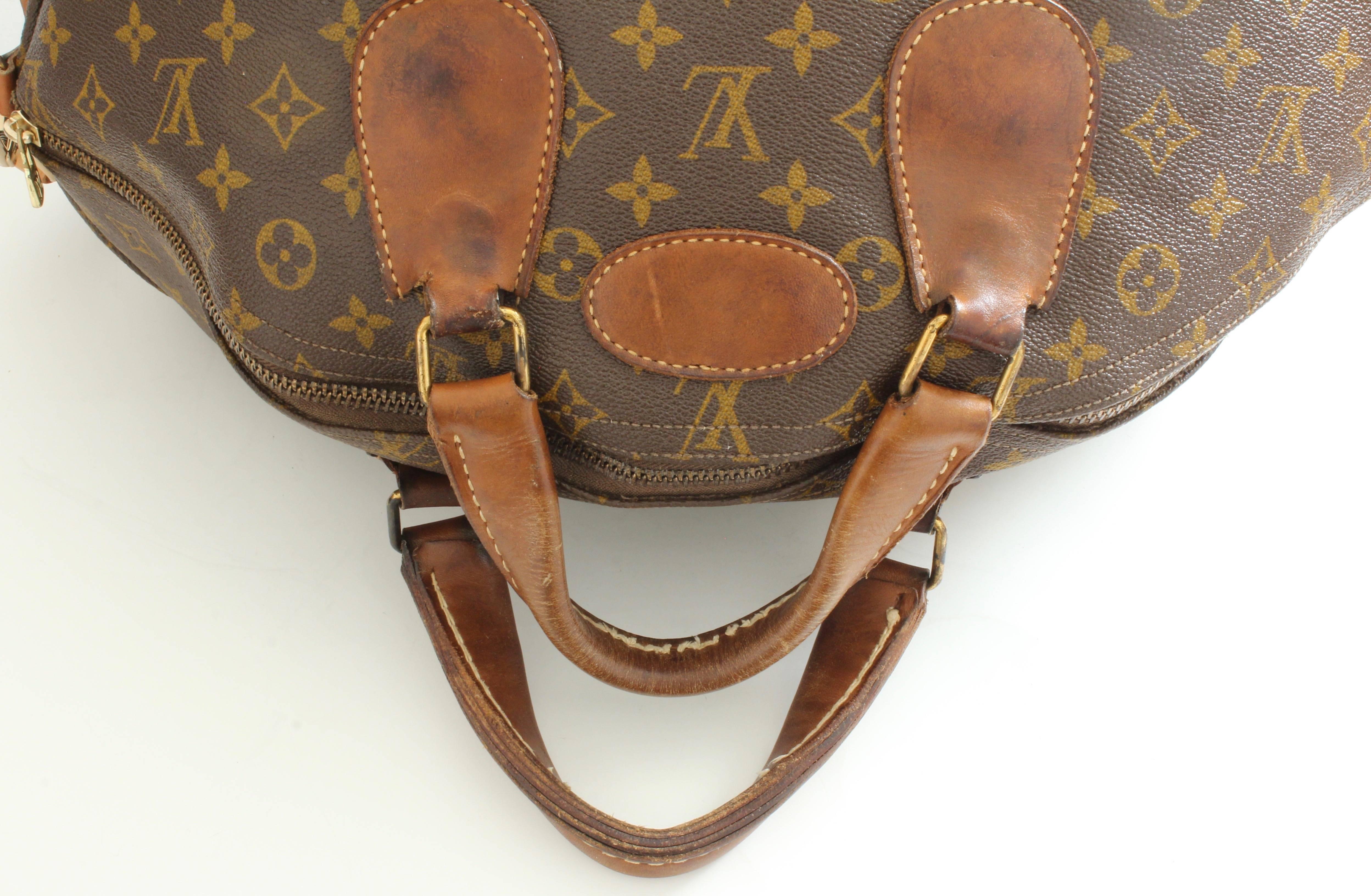 Louis Vuitton Large Steamer Bag Keepall Monogram Travel Tote French Company 70s  In Good Condition In Port Saint Lucie, FL