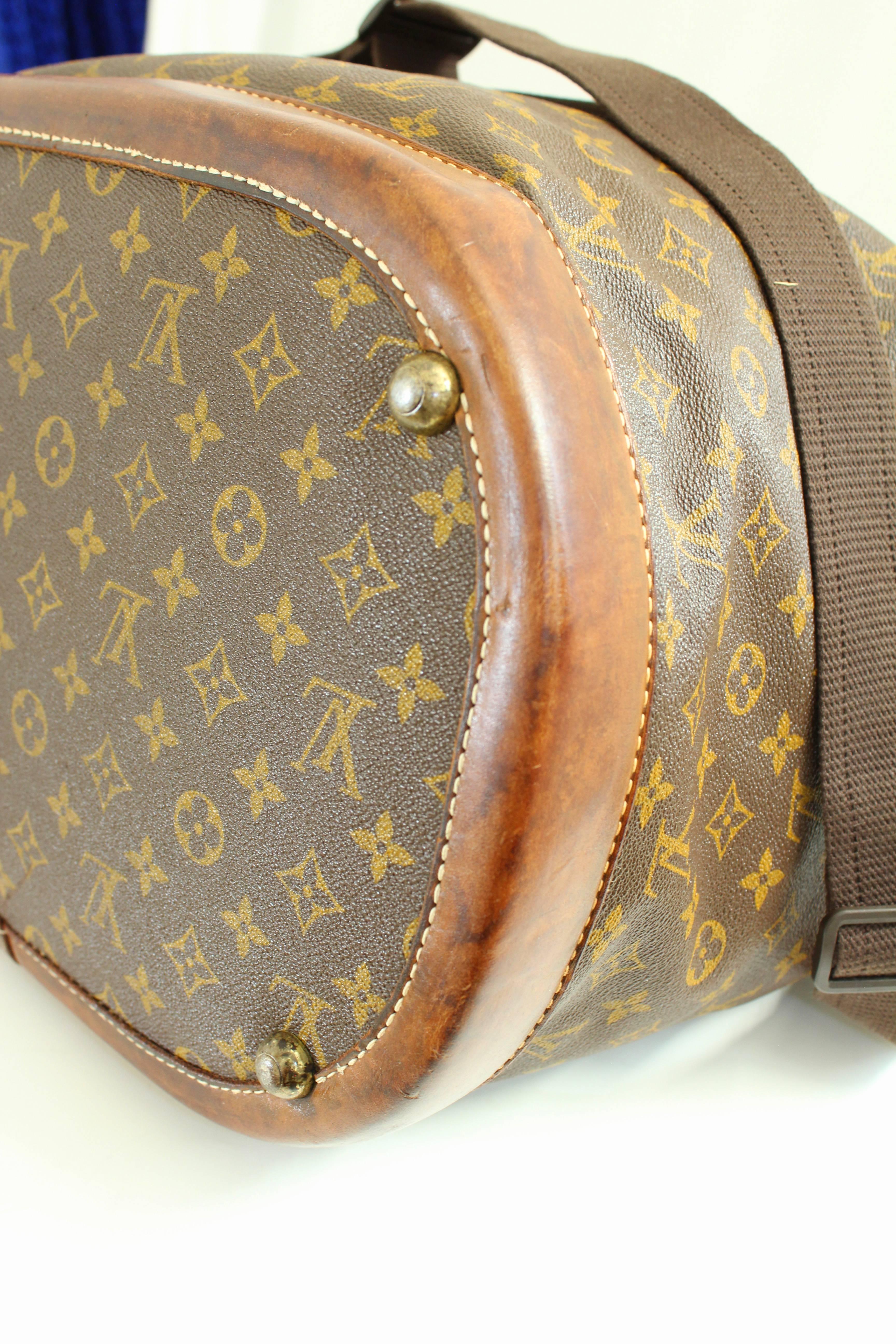 Louis Vuitton Large Steamer Bag Keepall Monogram Travel Tote French Company 70s 1