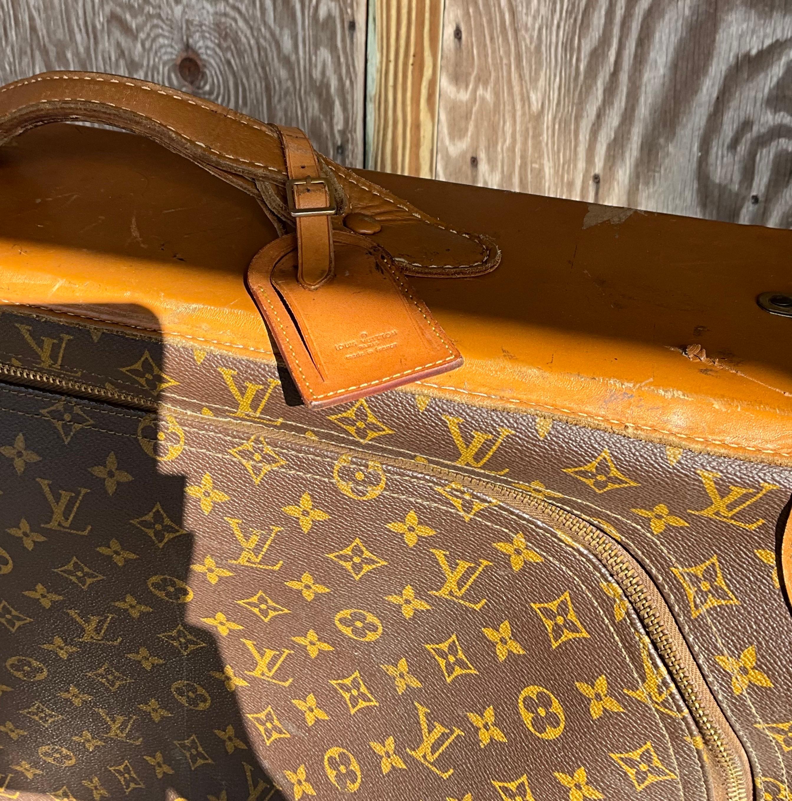 Brown Vintage Louis Vuitton Large Trunk with Wheels For Sale
