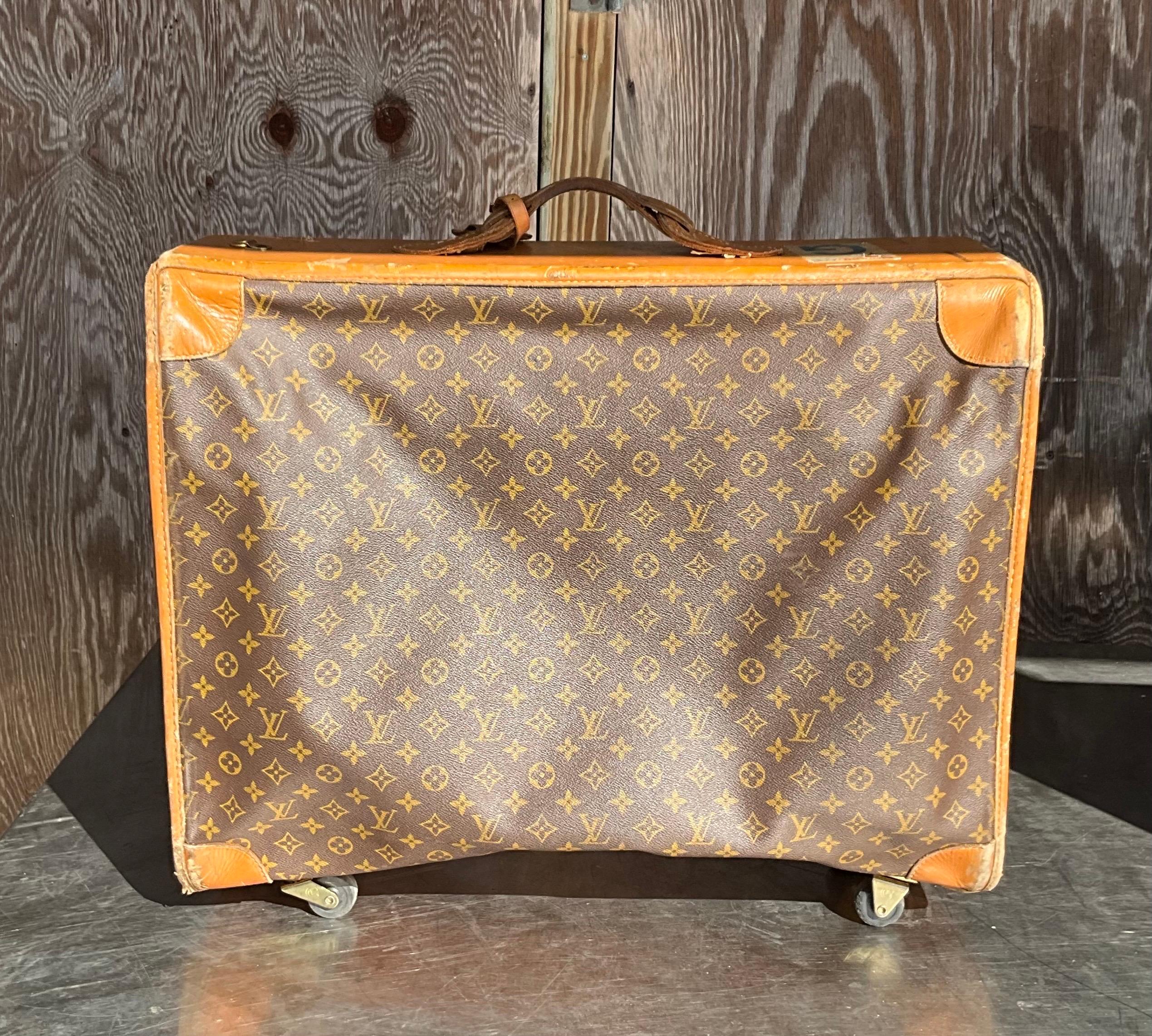 Vintage Louis Vuitton Large Trunk with Wheels In Good Condition For Sale In Lake Worth Beach, FL