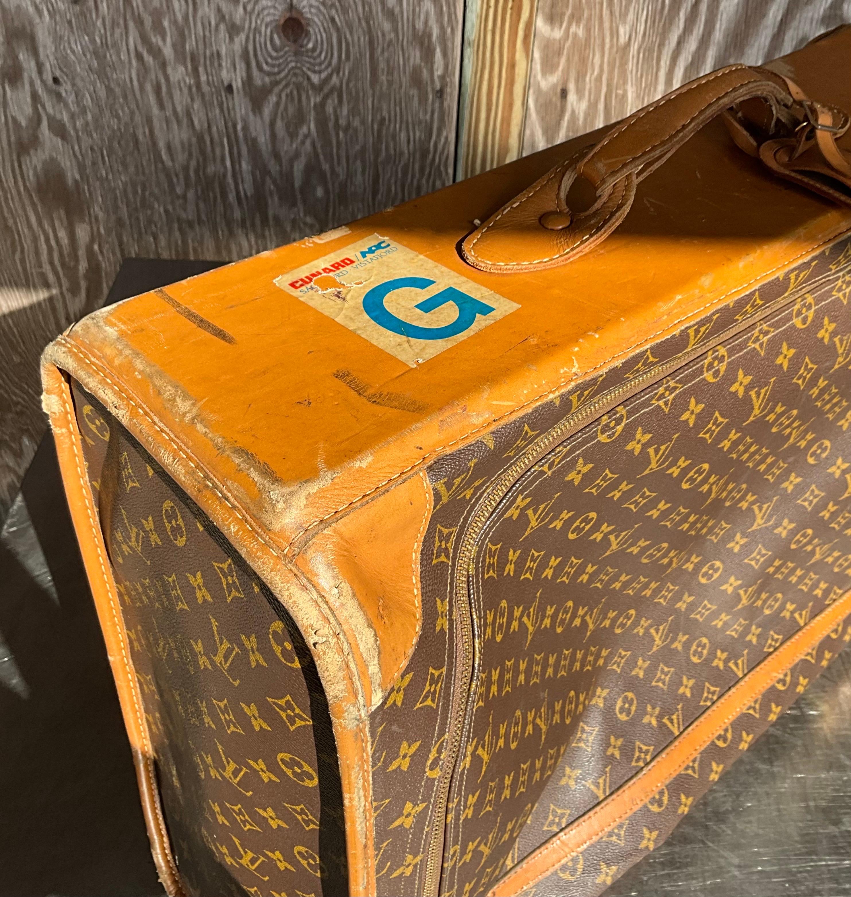 Women's or Men's Vintage Louis Vuitton Large Trunk with Wheels For Sale
