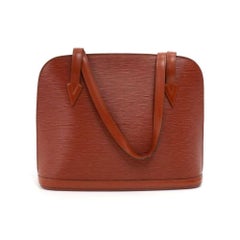 Vintage Louis Vuitton Lussac Brown Epi Leather Large Shoulder Bag