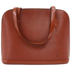 Vintage Louis Vuitton Lussac Brown Epi Leather Large Shoulder Bag